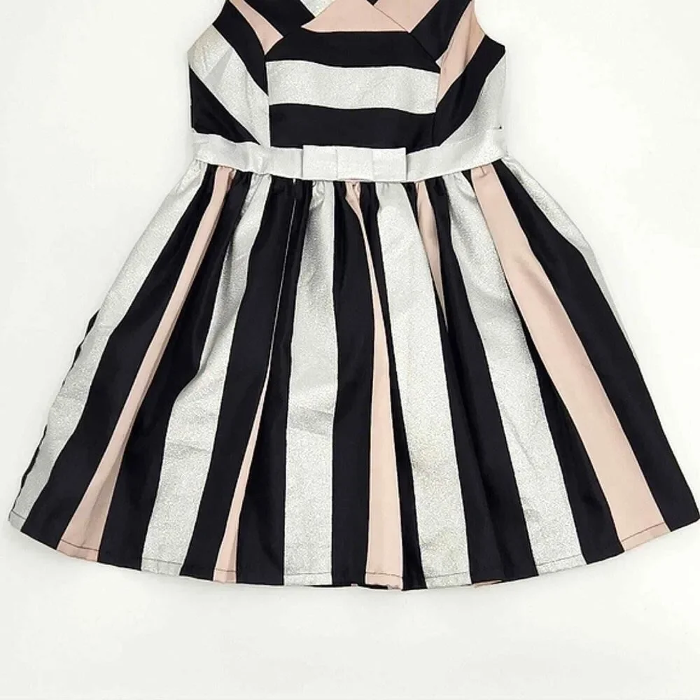 The Childrens Place Sleeveless Metallic Colorblock Jacquard Dress Black Girls 12